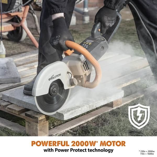 Evolution R230DCT 230 mm 9" elektrisk materialskärare med diamantklinga - EVOLUTION ELVERKTYG