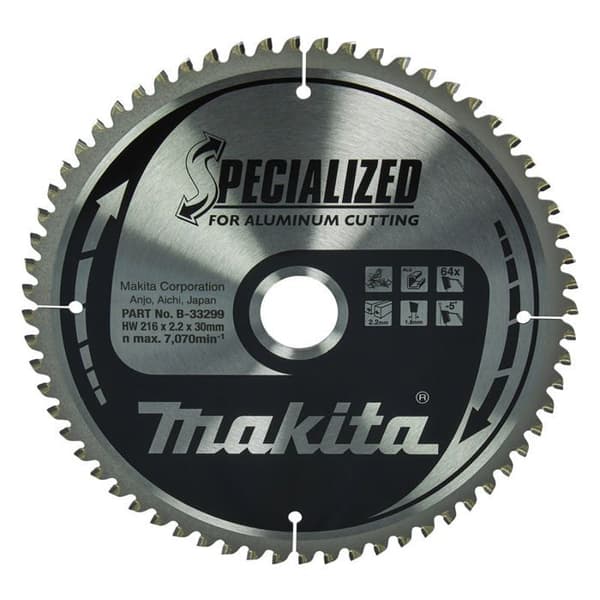 MAKITA B-33299 Specialiserat hårdmetallblad för aluminium 216 x 30 x 64 tänder