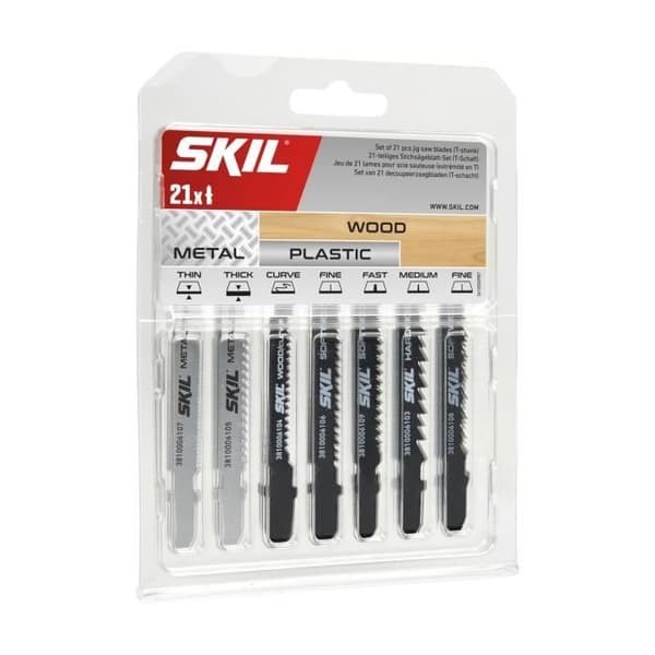 Coffret med sågar för pendelsåg - SKIL - 21 blad - T-fäste - Trä, metall, plast