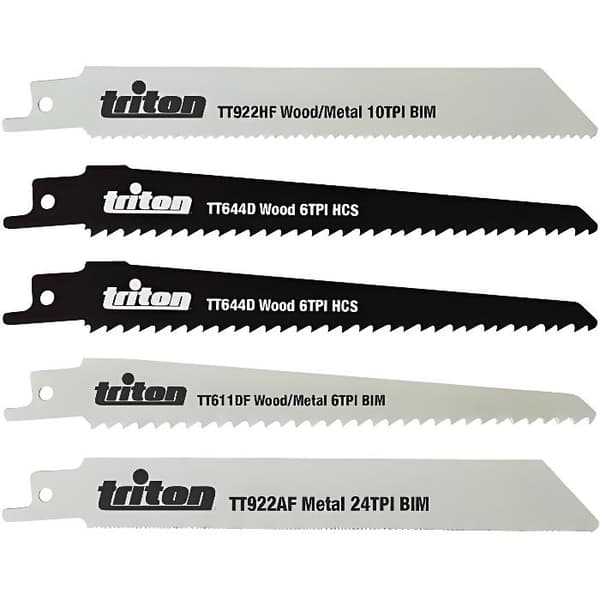 Sabre sågblad - Triton - 954242 - Set med 5 blad - Kompatibel med trä och metall - Standard 1/2" anslutning