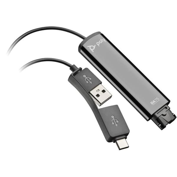 USB-A/C Adapter - Poly - DA75 - Intelligent Headset Recognition - EncorePro Headset