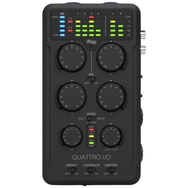 IK Multimedia iRig Pro Quattro I-O Monitor-kontrollerande ljudgränssnitt