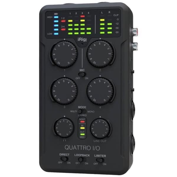 IK Multimedia iRig Pro Quattro I-O Monitor-kontrollerande ljudgränssnitt