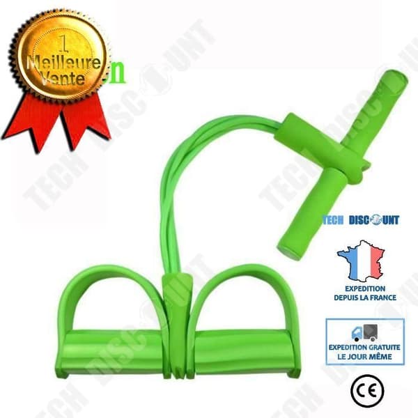 TD® 4 Tube Gummi Fitness Elastisk Buken Hemgym Sportutrustning Dragsnöre - Modell: grön