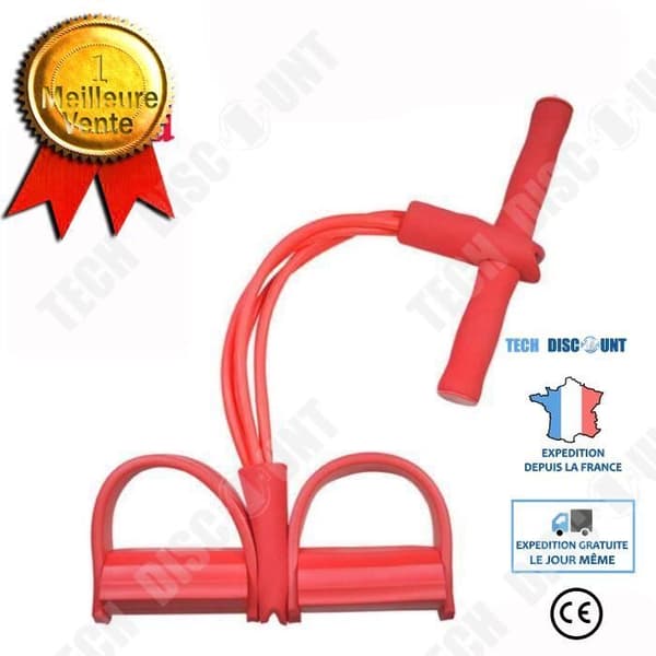 TD® 4 gummirör Fitness Elastisk mage Hemgym Sportutrustning Dragrep - Modell: röd