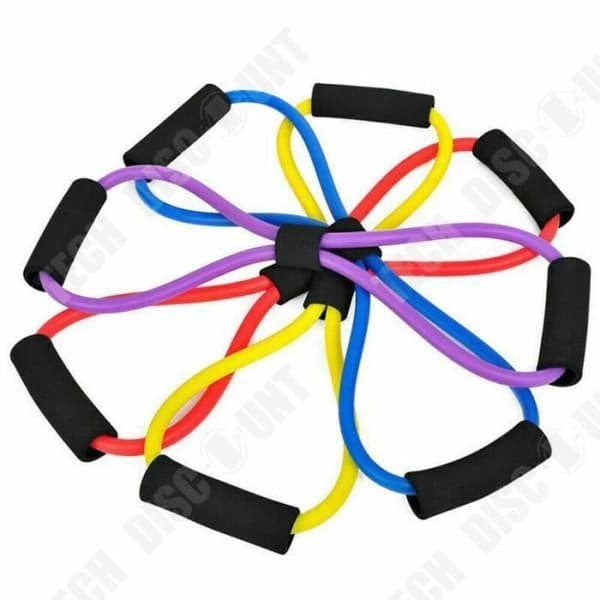TD® 2020 New Unisex Home Office Sport 8 Shape Pull Rope Tube Fitness Elastic Workout b - Modell: LILA
