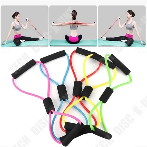 TD® 2020 New Unisex Home Office Sport 8 Shape Pull Rope Tube Fitness Elastic Workout b - Modell: LILA