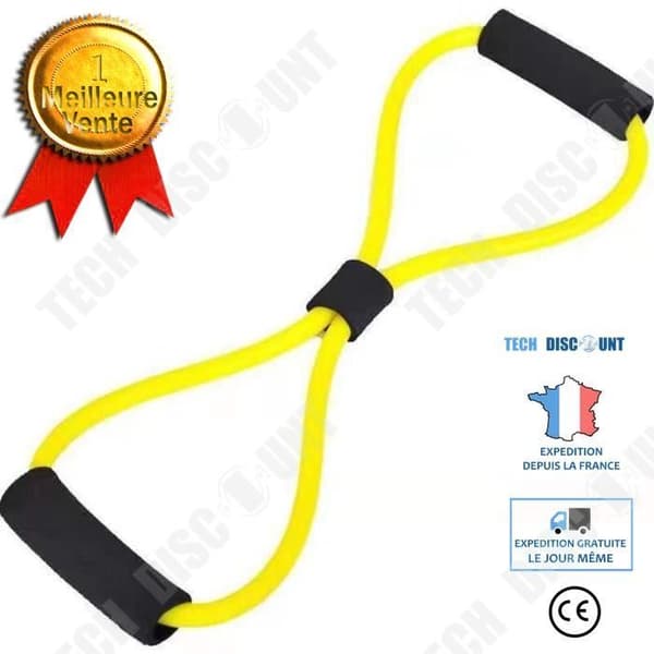 TD® 2020 New Unisex Home Office Sport 8 Shape Pull Rope Tube Fitness Elastic Workout ba - Modell: Gul