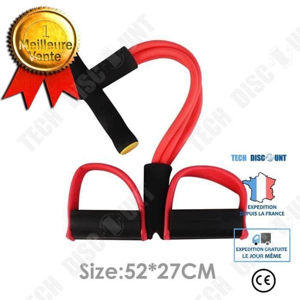 TD® Belly Trainer Home Gym Sport Training Band Yoga Elastic Resistance - Modell: Röd