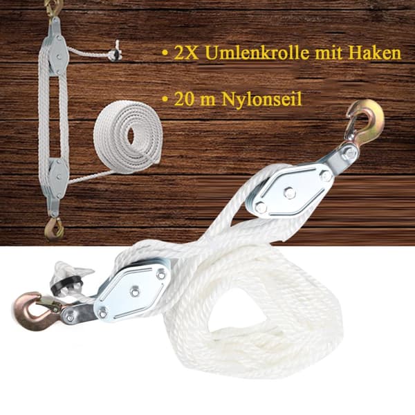 Løfteblok Sæt, 900 kg Belastningsevne, 20 m Nylon Snor, Holdbar A3 Stål Konstruktion