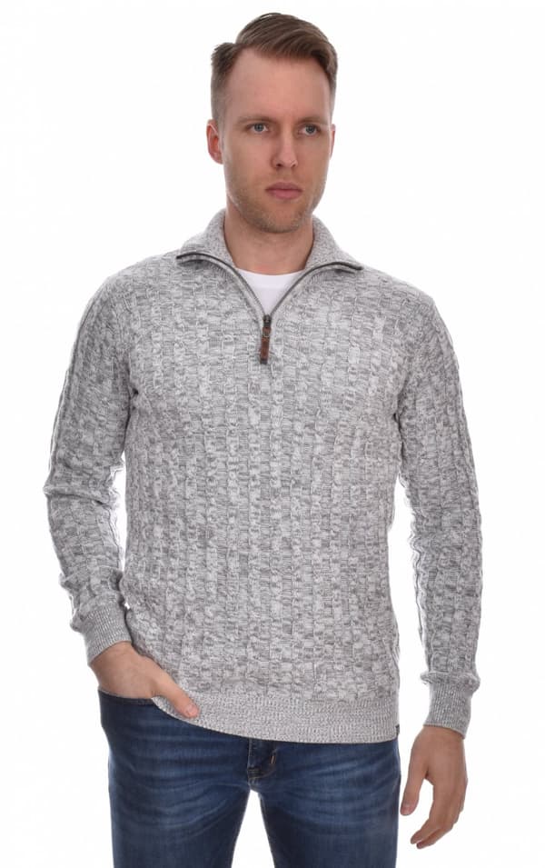 Indicode - Tröja Rufus Halvzip Offwhite L