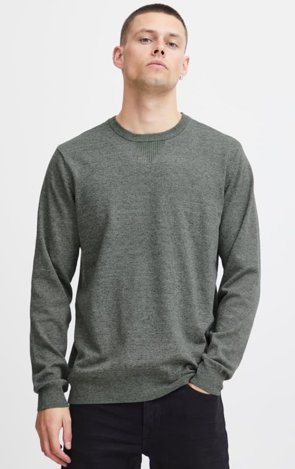 Blend - Tröja 20715850 Tunnstickad, Rundhals Olivgrön S
