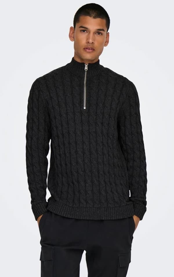 Only & Sons - onsKicker Cable Half Zip Knit