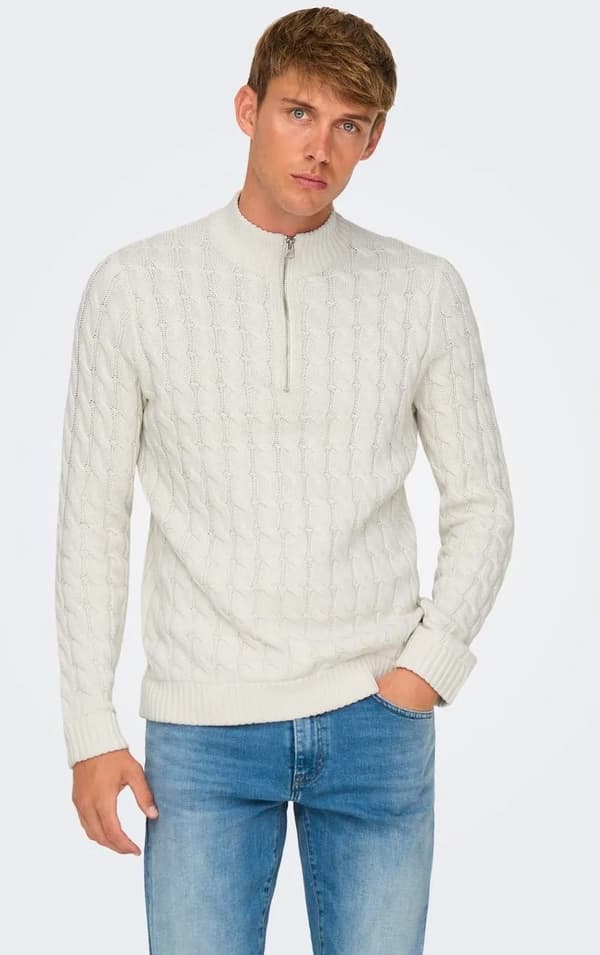 Only & Sons - onsKicker Cable Half Zip Knit