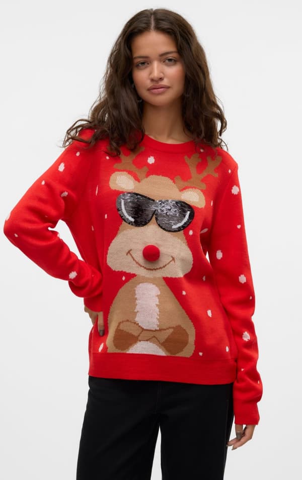 Vero Moda - vmNewtinsel LS O-neck Blouse Röd S