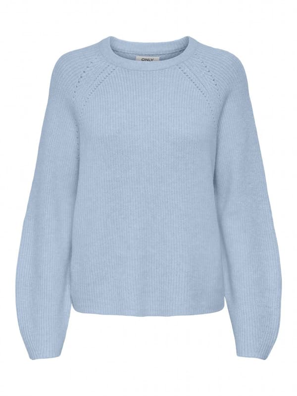 Only - onlFia LS O-neck Knit Ljusblå L