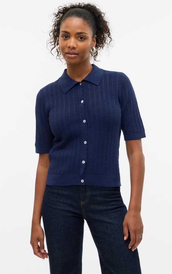 Vero Moda - vmLuxlight Pointelle 2/4 Poloneck Pull.