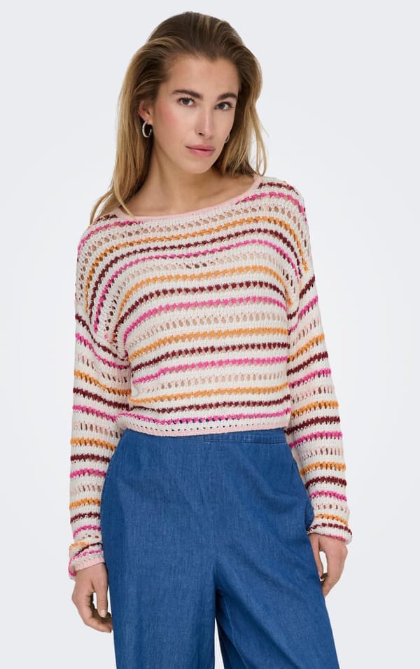 Only - onlGeena LS Short Stripe KNT Rosa S