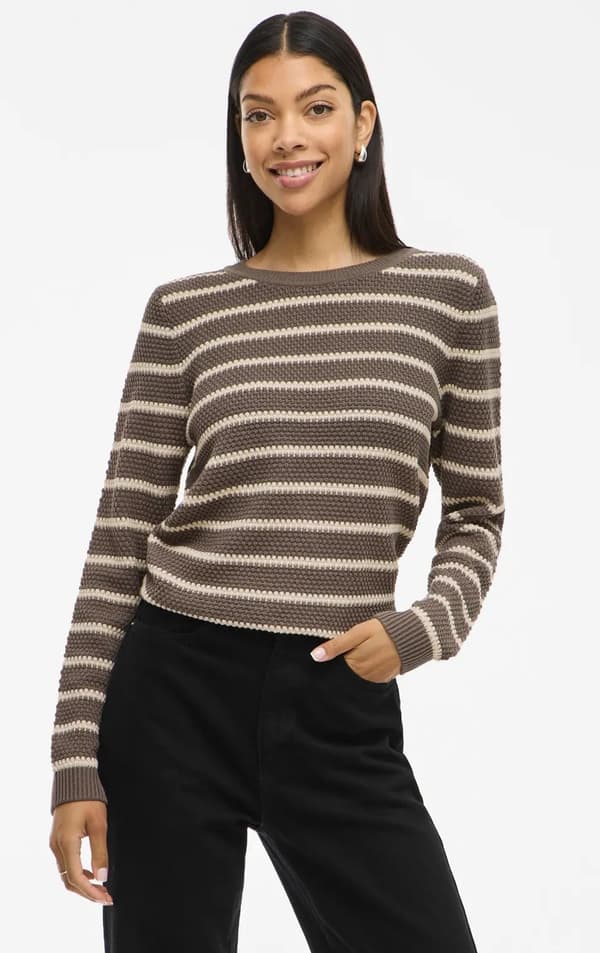 Vila - Vidalo O-neck Stripe Knit Top