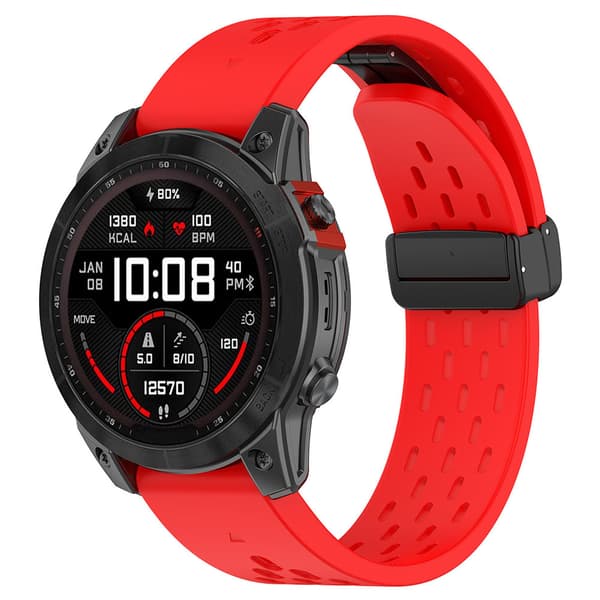 Silikonearmbånd til Garmin Fenix 5 / 6 / 7 / 8 20mm - Rød