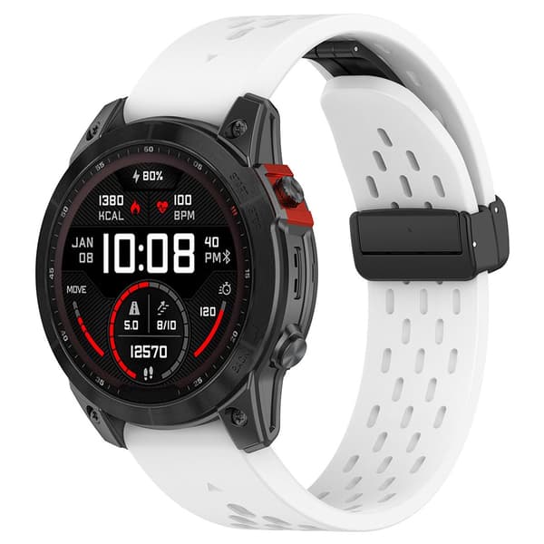 Silikonearmbånd til Garmin Fenix 5 / 6 / 7 / 8 22mm - Hvid