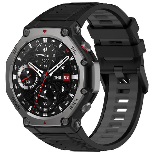 Silikoniranneke Amazfit T-REX 3:lle - Svart/harmaa