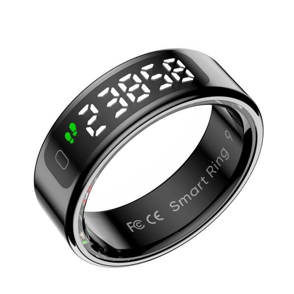 Smart ring størrelse 10 med søvn- og pulsmåling - Sort
