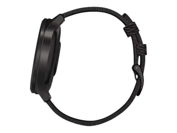 Garmin vívomove Style - 42 mm - grafittaluminium - smartklokke med bånd - vevet nylon - svart pepper - håndleddstørrelse: 125-190 mm - Bluetooth, ANT