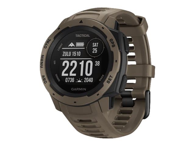 Garmin Instinct - Tactical Edition - prärievargfärgad solbränna - sportklocka med band - silikon - prärievargfärgad solbränna - monokrom - Bluetooth,