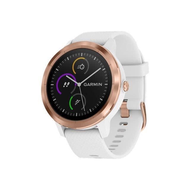 GARMIN Smartwatch med GPS og Cardio Vivoactive 3 - Rose guld og hvid rem