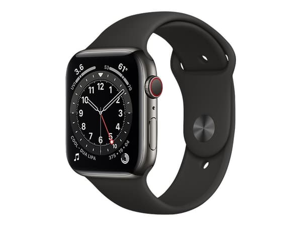 Apple Watch Series 6 (GPS + Cellular) - 40 mm - grafit rostfritt stål - smart klocka med sportband - fluoroelastomer - svart - bandstorlek: S/M/L - 3