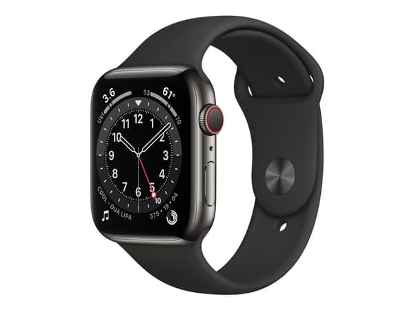 Apple Watch Series 6 (GPS + Cellular) - 40 mm - grafit rostfritt stål - smart klocka med sportband - fluoroelastomer - svart - bandstorlek: S/M/L - 3