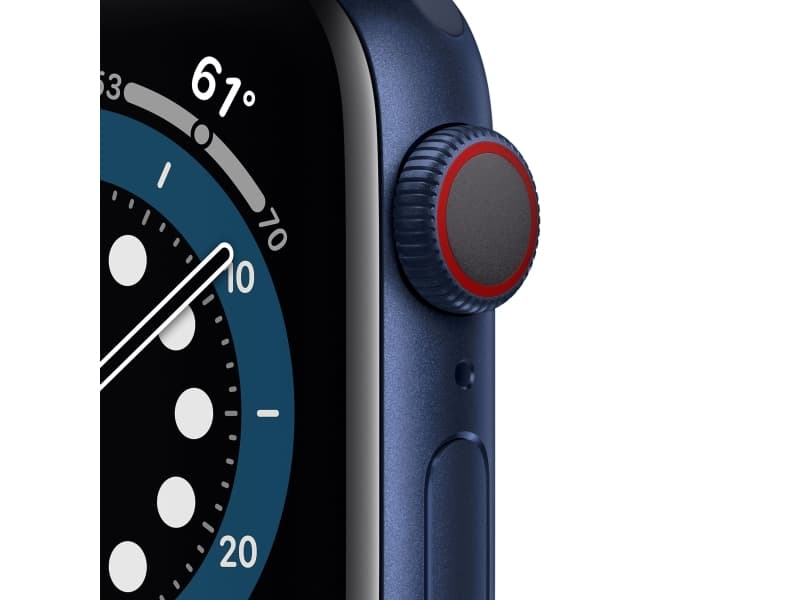 Apple Watch Series 6 (GPS + Mobiltelefoni) - 40 mm - blå aluminium - smart klocka med sportarmband - fluoroelastomer - djupt marinblått - bandstorlek