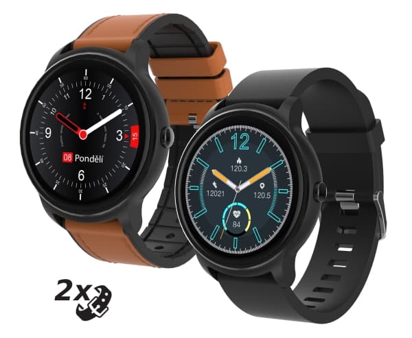 iGET Fit F60, Svart, Metall, Rund, Polyuretan, Silikon, Svart, Brun, Vattentät