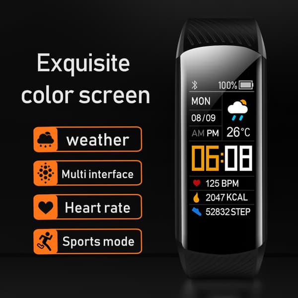 Bluetooth-fitnessbånd med HR- og BP-sensor