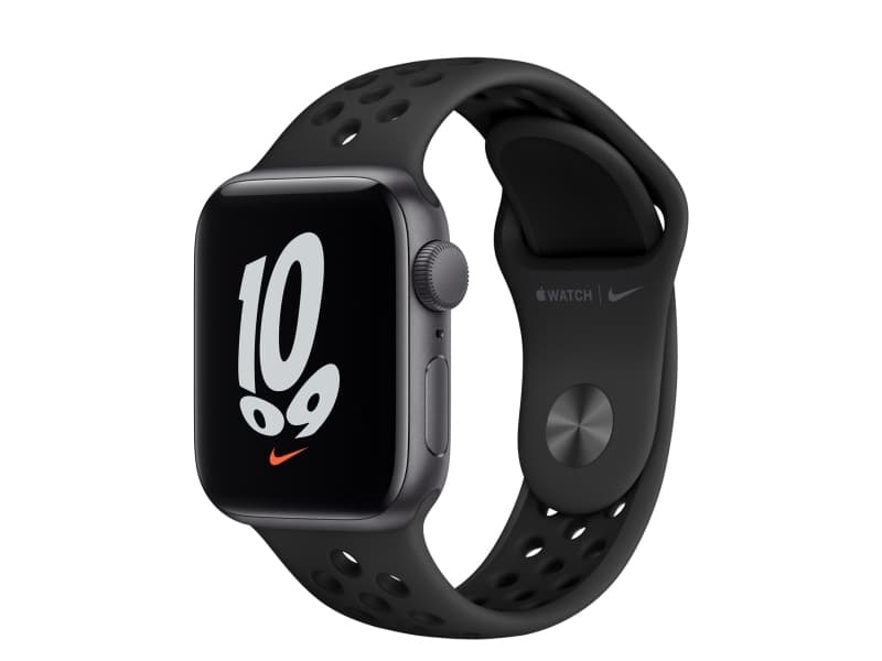Apple Watch Nike SE (GPS) - 40 mm - rymdgrå aluminium - smart klocka med Nike sportband - fluoroelastomer - antracit/svart - bandstorlek: S/M/L - 32