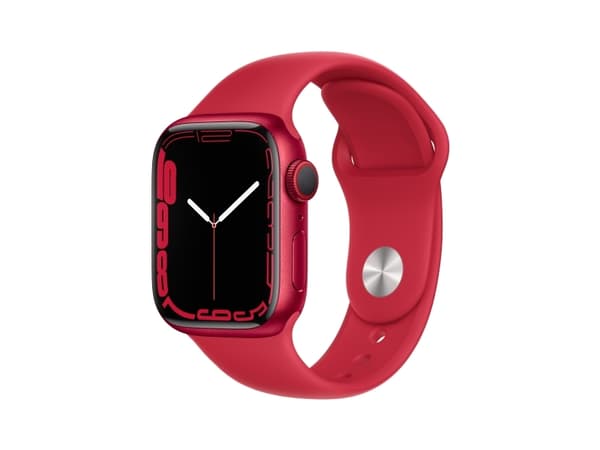 Apple Watch Series 7 (GPS + Cellular) - (PRODUCT) RED - 41 mm - rød aluminium - smartklokke med sportsbånd - fluorelastomer - rød - båndbredde: Regul