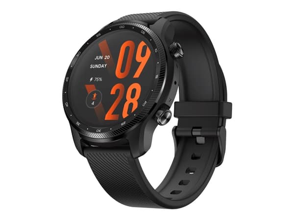 Mobvoi TicWatch Pro 3 Ultra - 47 mm - skuggsvart - smart klocka med band - fluororubber - display 1.4" - färg/monokrom (dubbla lager) - 8 GB - Wi-Fi,