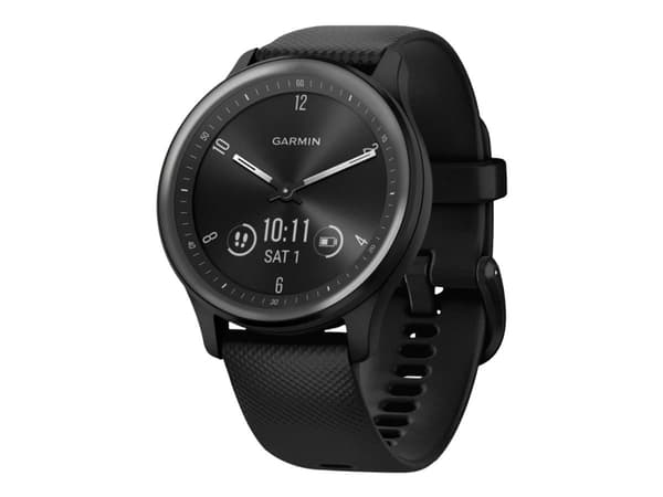 Garmin vívomove Sport - Svart - smartklokke med bånd - silikon - håndleddstørrelse: 125-190 mm - monokrom - Bluetooth, ANT+ - 19 g