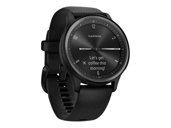 Garmin vívomove Sport - Svart - smartklokke med bånd - silikon - håndleddstørrelse: 125-190 mm - monokrom - Bluetooth, ANT+ - 19 g