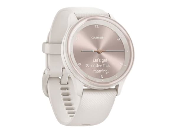 Garmin vívomove Sport - Elfenben med ferskengullaksenter - smartklokke med bånd - silikon - håndleddstørrelse: 125-190 mm - monokrom - Bluetooth, ANT