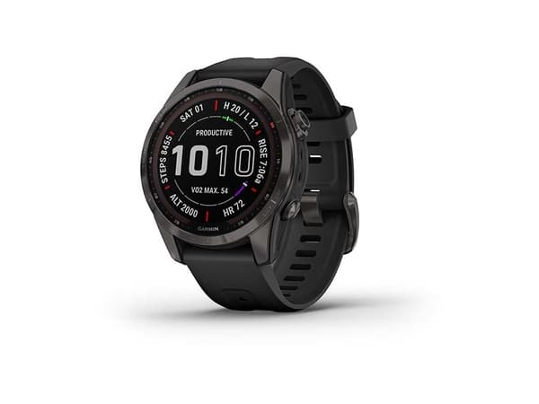 Garmin fenix 7 Solar - 47 mm - skifergrå - sportsur med bånd - silikon - svart - håndleddstørrelse: 125-208 mm - display 1.3" - 16 GB - Bluetooth, Wi