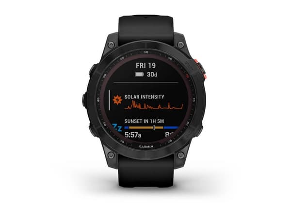 Garmin fenix 7 Solar - 47 mm - skifergrå - sportsur med bånd - silikon - svart - håndleddstørrelse: 125-208 mm - display 1.3" - 16 GB - Bluetooth, Wi