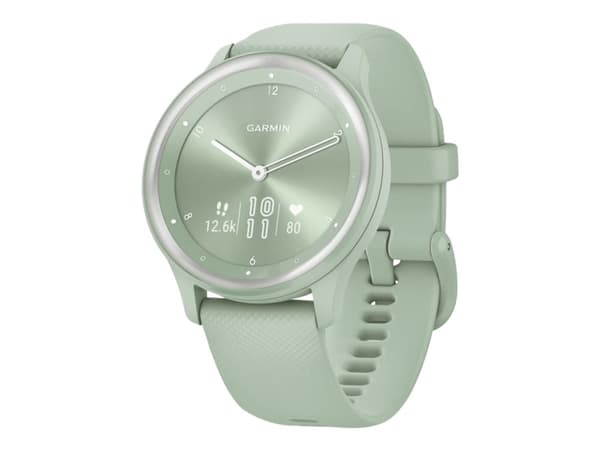 Garmin vívomove Sport - Kjølig mynte med sølvaksenter - smartklokke med bånd - silikon - håndleddstørrelse: 125-190 mm - monokrom - Bluetooth, ANT+ -
