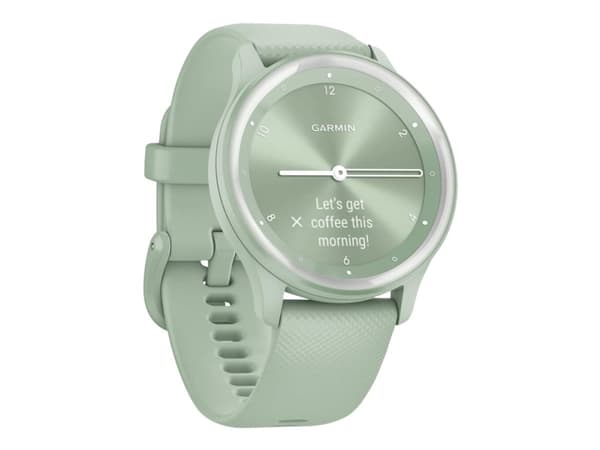 Garmin vívomove Sport - Kjølig mynte med sølvaksenter - smartklokke med bånd - silikon - håndleddstørrelse: 125-190 mm - monokrom - Bluetooth, ANT+ -