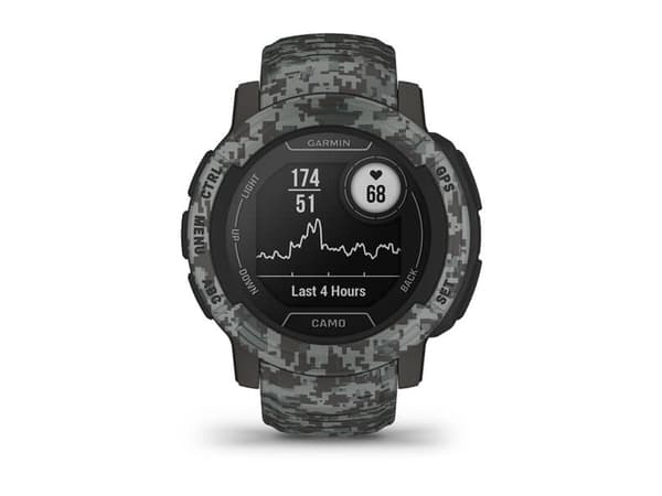 Garmin Instinct 2 - Camo Edition - 45 mm - graphite camo - sportsur med bånd - silikon - håndleddstørrelse: 135-230 mm - monokrom - 32 MB - Bluetooth