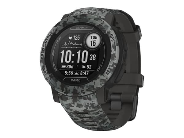 Garmin Instinct 2 - Camo Edition - 45 mm - graphite camo - sportklocka med band - silikon - handledsstorlek: 135-230 mm - monokrom - 32 MB - Bluetoot