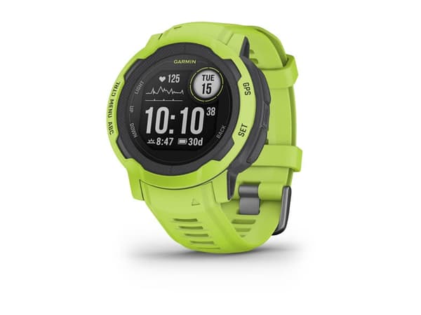 Garmin Instinct 2 - 45 mm - electric lime - sportsur med bånd - silikon - håndleddstørrelse: 135-230 mm - monokrom - 32 MB - Bluetooth, ANT+ - 52 g