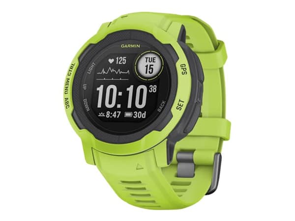 Garmin Instinct 2 - 45 mm - electric lime - sportsur med bånd - silikon - håndleddstørrelse: 135-230 mm - monokrom - 32 MB - Bluetooth, ANT+ - 52 g