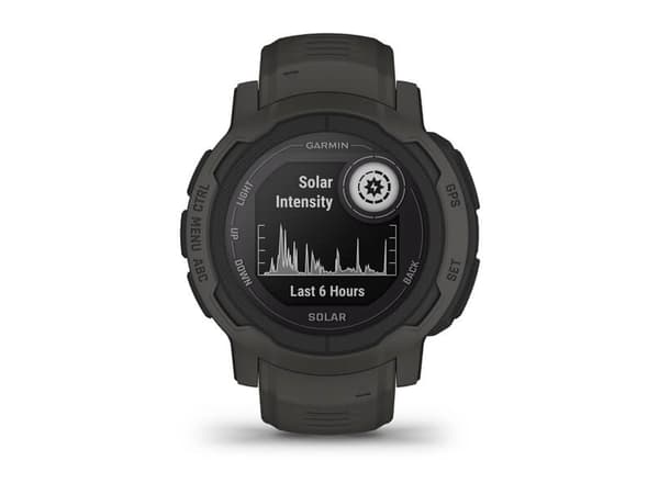 Garmin Instinct 2 Solar - 45 mm - grafitt - sportsur med bånd - silikon - håndleddstørrelse: 135-230 mm - monokrom - 32 MB - Bluetooth, ANT+ - 53 g